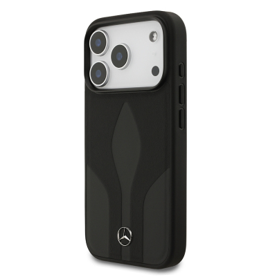 Apple iPhone 17 Pro Kılıf Mercedes Benz Orjinal Lisanslı M-safe Şarj Özellikli Dokulu Desenli Deri Kapak - 3