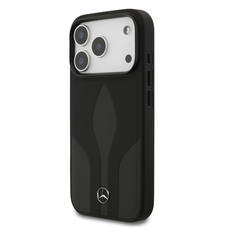 Apple iPhone 17 Pro Kılıf Mercedes Benz Orjinal Lisanslı M-safe Şarj Özellikli Dokulu Desenli Deri Kapak - 3