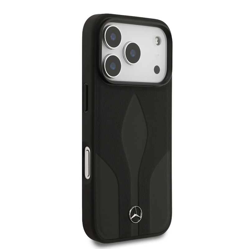 Apple iPhone 17 Pro Kılıf Mercedes Benz Orjinal Lisanslı M-safe Şarj Özellikli Dokulu Desenli Deri Kapak - 5