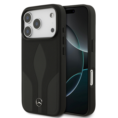 Apple iPhone 17 Pro Kılıf Mercedes Benz Orjinal Lisanslı M-safe Şarj Özellikli Dokulu Desenli Deri Kapak - 2