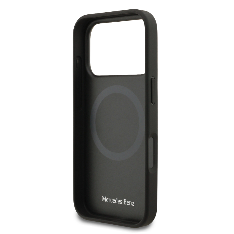 Apple iPhone 17 Pro Kılıf Mercedes Benz Orjinal Lisanslı M-safe Şarj Özellikli Dokulu Desenli Deri Kapak - 16