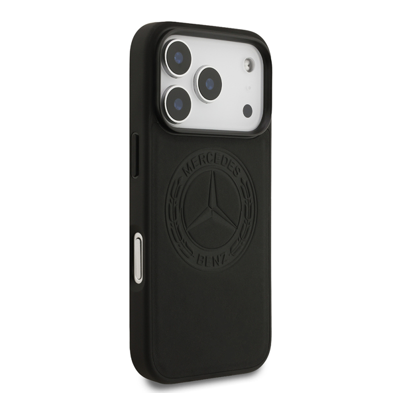Apple iPhone 17 Pro Kılıf Mercedes Benz Orjinal Lisanslı M-safe Şarj Özellikli Hakiki Deri Nostaljik Yıldız Dizayn Kapak - 5