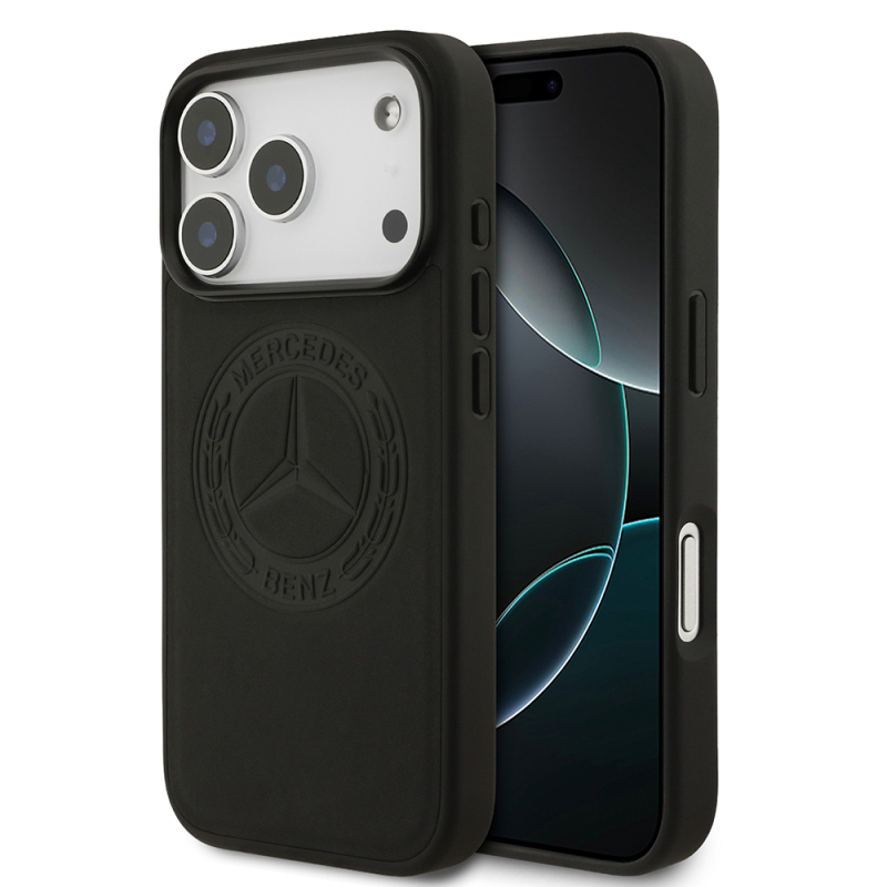 Apple iPhone 17 Pro Kılıf Mercedes Benz Orjinal Lisanslı M-safe Şarj Özellikli Hakiki Deri Nostaljik Yıldız Dizayn Kapak - 2