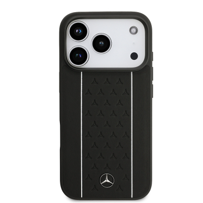 Apple iPhone 17 Pro Kılıf Mercedes Benz Orjinal Lisanslı M-safe Şarj Özellikli Şeritli Yıldız Desenli Metal Logolu Deri Kapak - 5