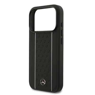Apple iPhone 17 Pro Kılıf Mercedes Benz Orjinal Lisanslı M-safe Şarj Özellikli Şeritli Yıldız Desenli Metal Logolu Deri Kapak - 7