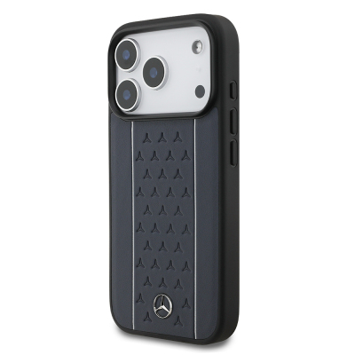 Apple iPhone 17 Pro Kılıf Mercedes Benz Orjinal Lisanslı M-safe Şarj Özellikli Şeritli Yıldız Desenli Metal Logolu Deri Kapak - 14