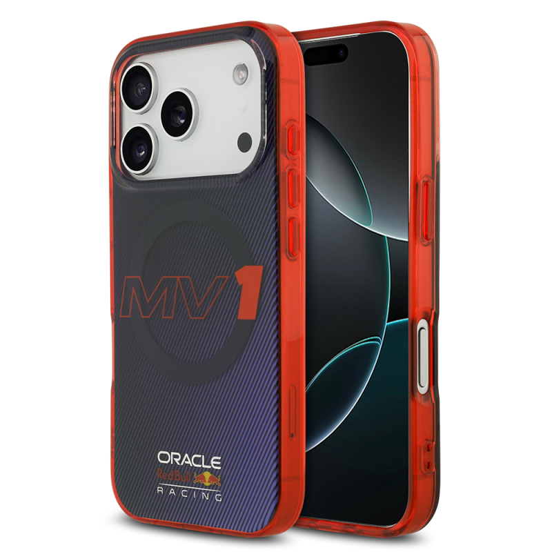 Apple iPhone 17 Pro Kılıf Redbull Orjinal Lisanslı M-safe Şarj Özellikli Çift Katmanlı Çizgi Desenli Sert PC MV Kapak - 1