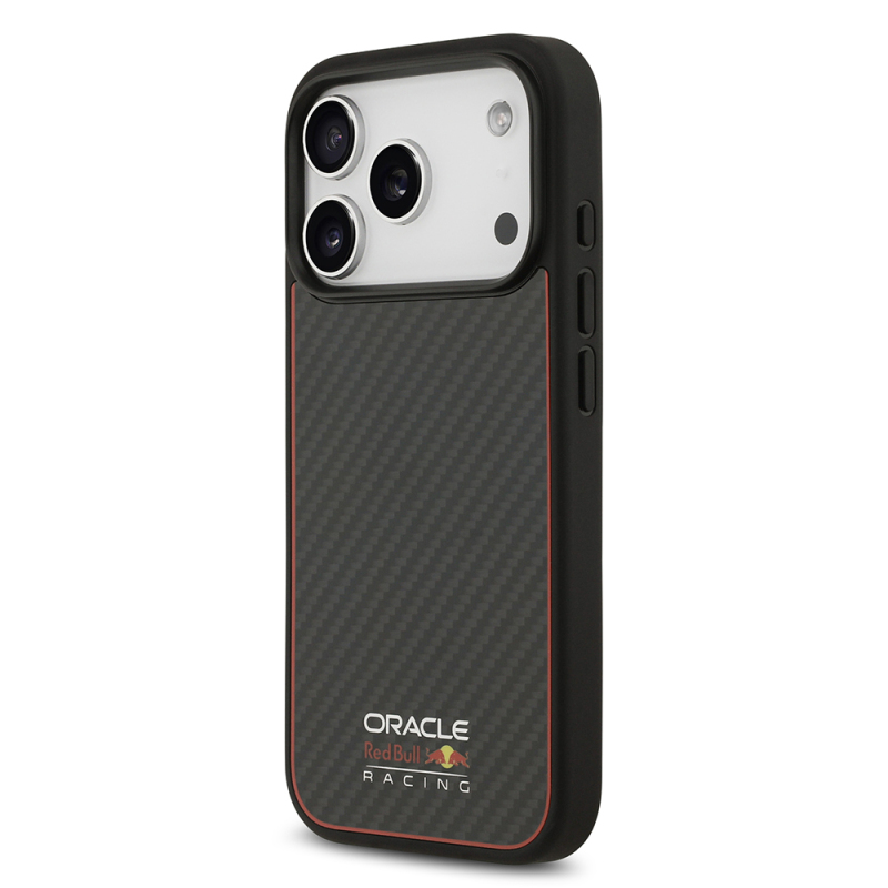 Apple iPhone 17 Pro Kılıf Redbull Orjinal Lisanslı M-safe Şarj Özellikli Karbon Fiber Parlayan Logolu Kevlar Kapak - 3