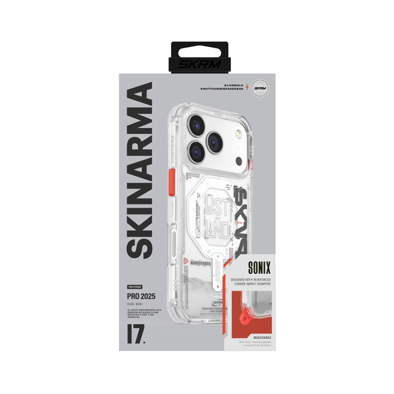 Apple iPhone 17 Pro Kılıf Skinarma M-safe Şarj Özellikli Yazı Desenli Airbag Tasarımlı Sonix Kapak - 11