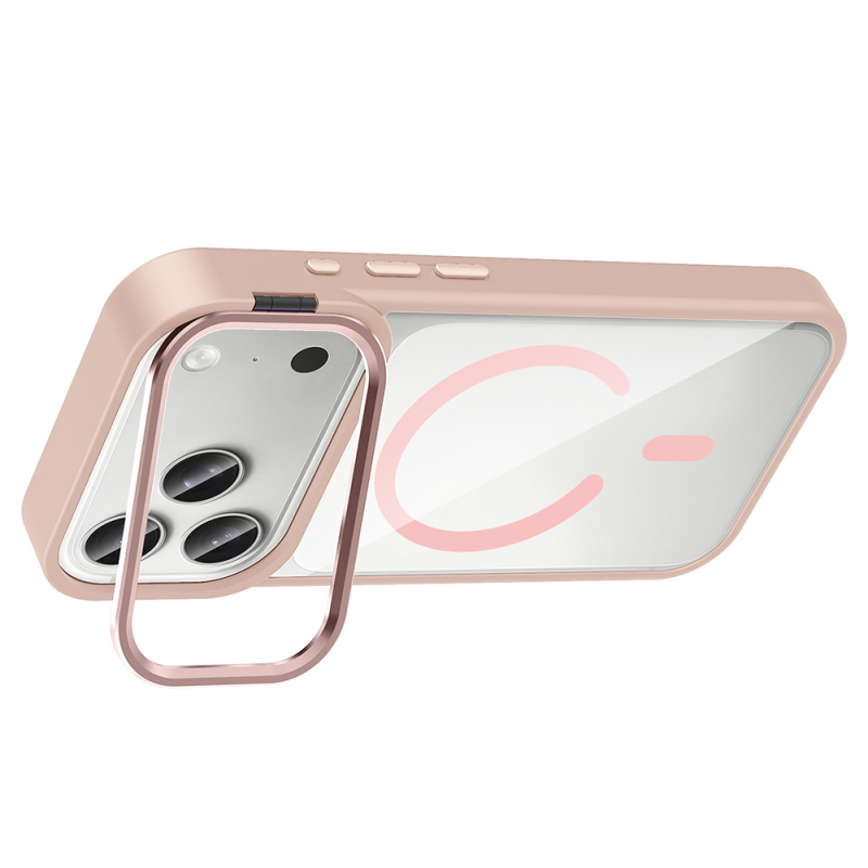 Apple iPhone 17 Pro Kılıf Standlı ve Kamera Lens Hediyeli M-Safe Şarj Özellikli Zore Etro Kapak - 19