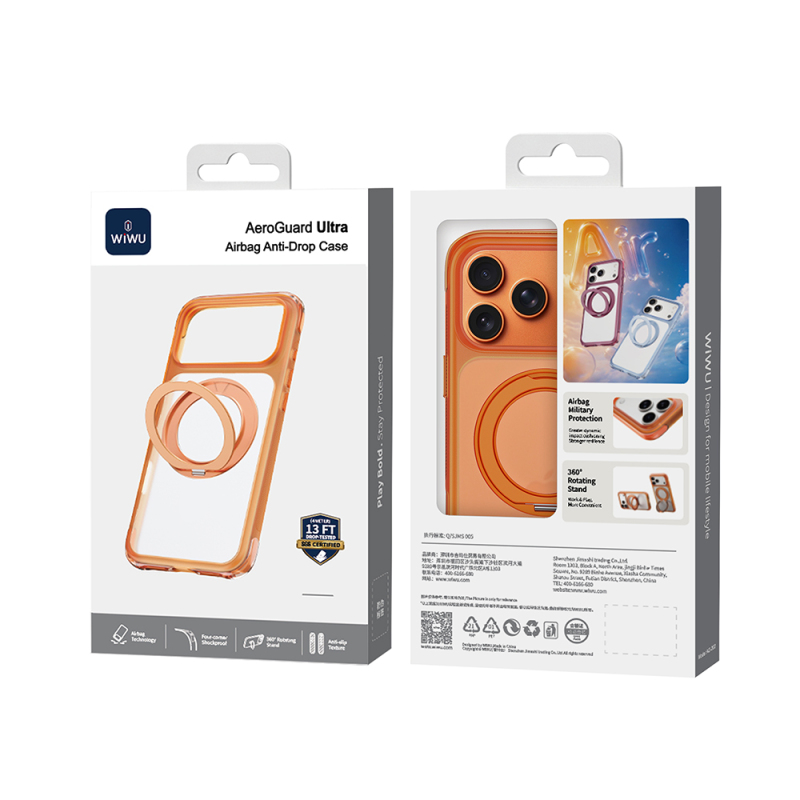 Apple iPhone 17 Pro Kılıf Wiwu AG-203 AeroGuard Ultra Serisi M-safe Şarj Özellikli Airbag Tasarımlı Standlı Kapak - 43