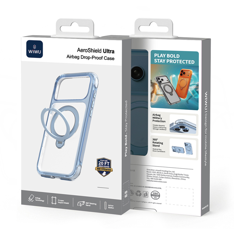 Apple iPhone 17 Pro Kılıf Wiwu AS-203 AeroShield Ultra Serisi M-safe Şarj Özellikli Airbag Tasarımlı Standlı Kapak - 36