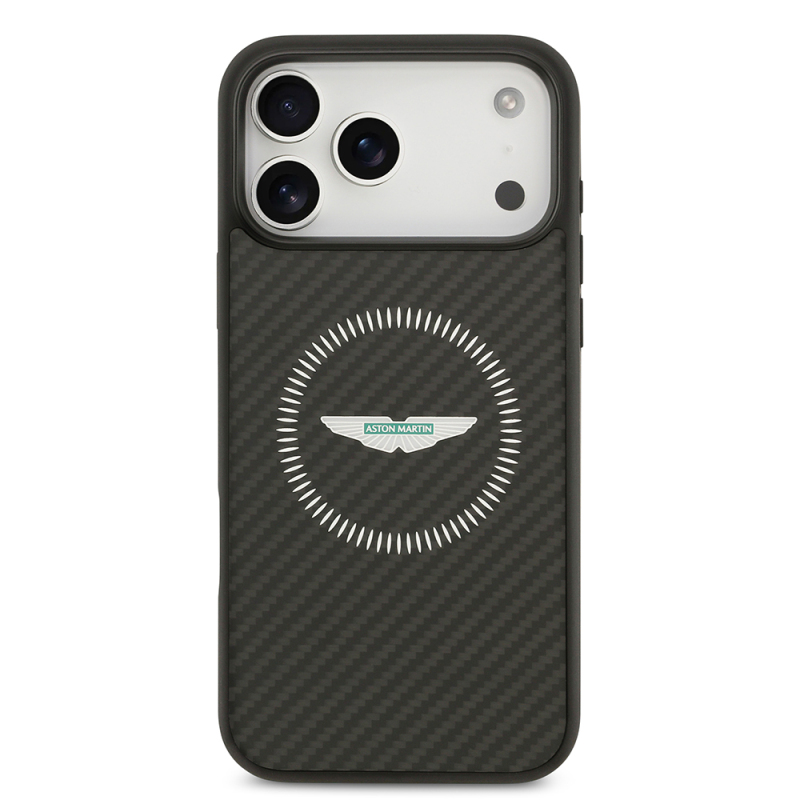 Apple iPhone 17 Pro Max Case Aston Martin Original Licensed M-Safe Charging Feature Carbon Fiber Cover - 4