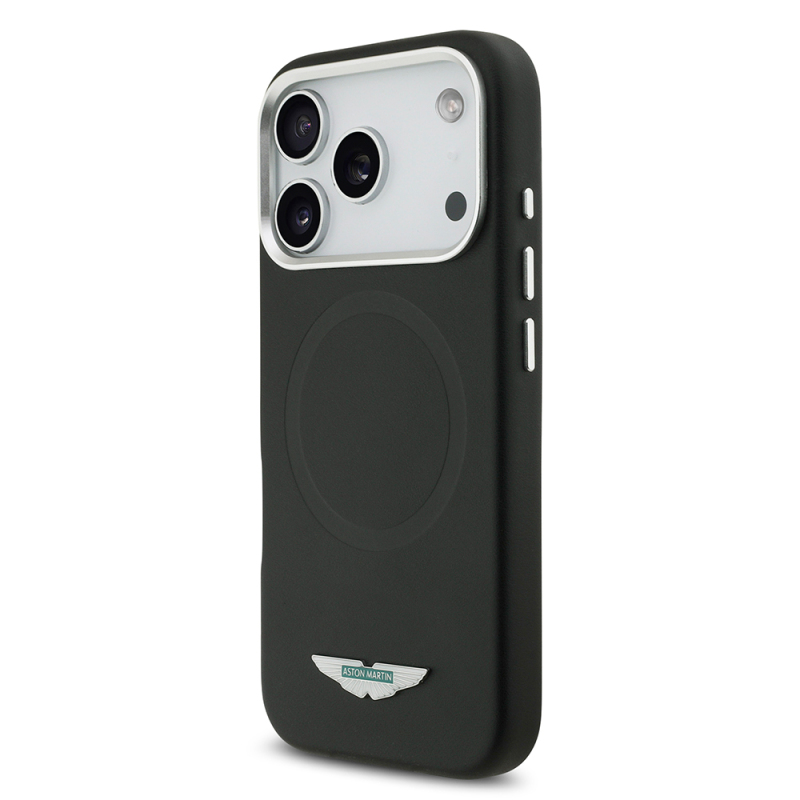 Apple iPhone 17 Pro Max Case Aston Martin Original Licensed M-Safe Charging Feature Metal Logo PU Leather Cover - 3