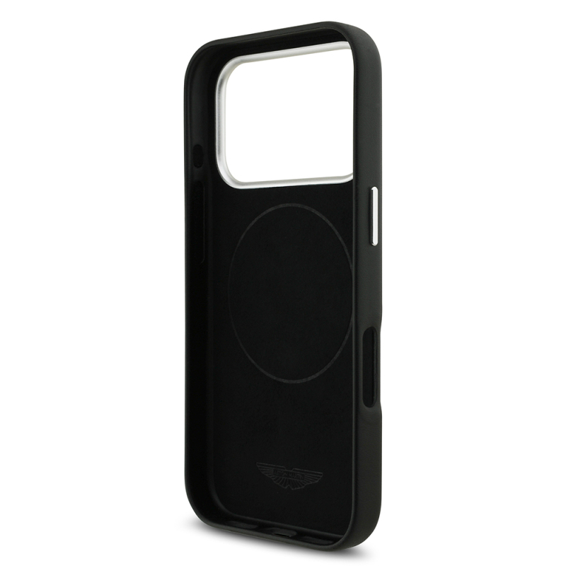 Apple iPhone 17 Pro Max Case Aston Martin Original Licensed M-Safe Charging Feature Metal Logo PU Leather Cover - 8