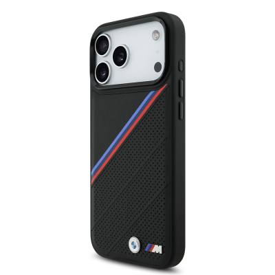Apple iPhone 17 Pro Max Case BMW Original Licensed M-Safe Charging Feature M Logo Three Stripe Perforated Leather Cover - 4
