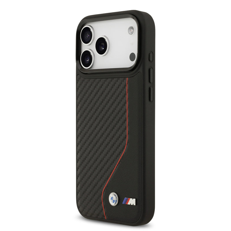 Apple iPhone 17 Pro Max Case BMW Original Licensed M-safe Charging Feature Metal BMW and M Logo PU Carbon Design Cover - 10