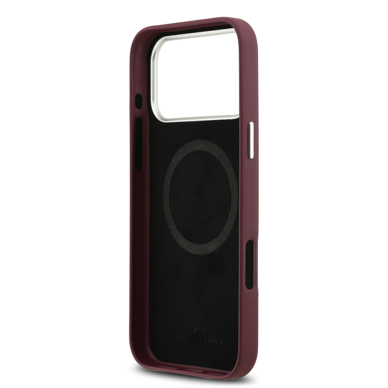 Apple iPhone 17 Pro Max Case BMW Original Licensed M-Safe Charging Feature Metal Logo Full Cover Leather Cover - 11