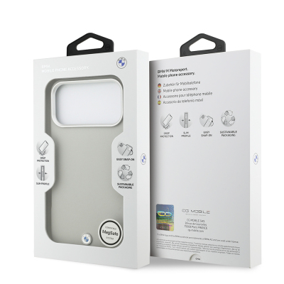 Apple iPhone 17 Pro Max Case BMW Original Licensed M-Safe Charging Feature Metal Logo Full Cover Leather Cover - 32