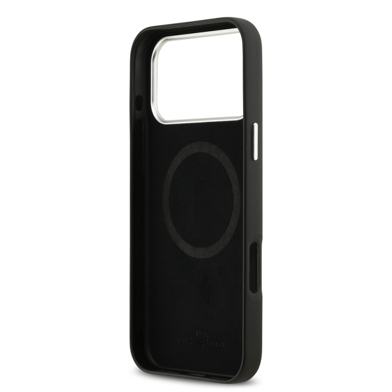 Apple iPhone 17 Pro Max Case BMW Original Licensed M-Safe Charging Feature Metal Logo Full Cover Leather Cover - 29