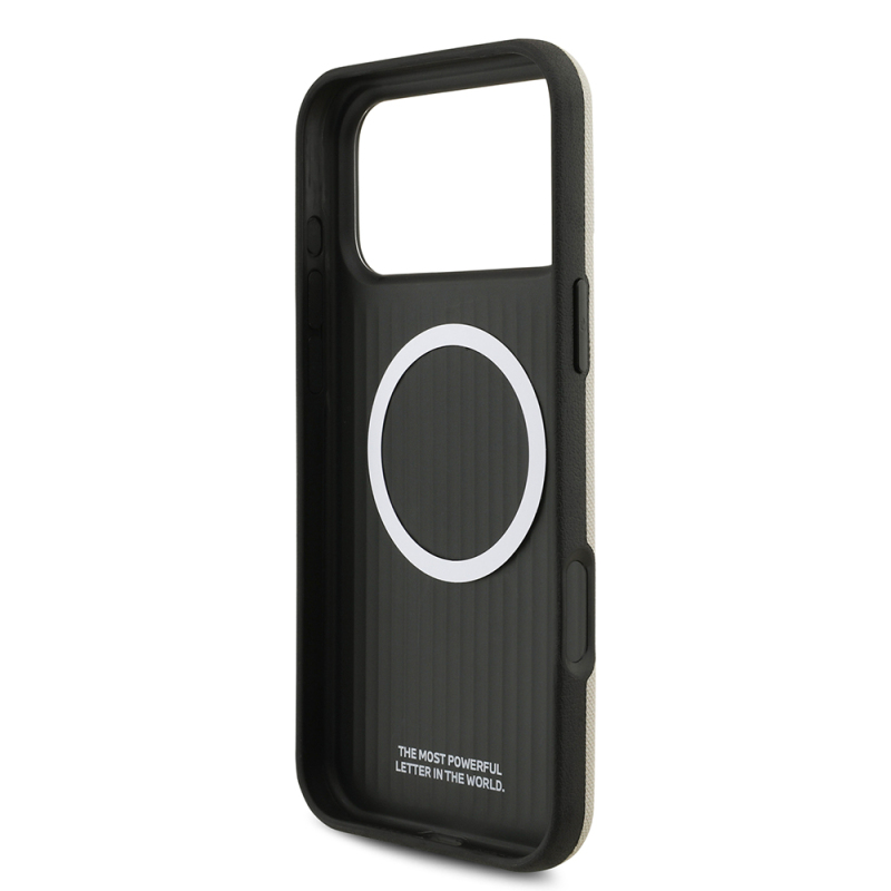 Apple iPhone 17 Pro Max Case BMW Original Licensed M-Safe Charging Feature Metal Logo Perforated M Design Leather Cover - 24