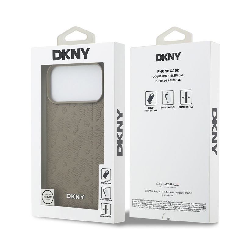 Apple iPhone 17 Pro Max Case DKNY Original Licensed M-safe Charging Feature 3D Printed Grid Pattern Cover - 17