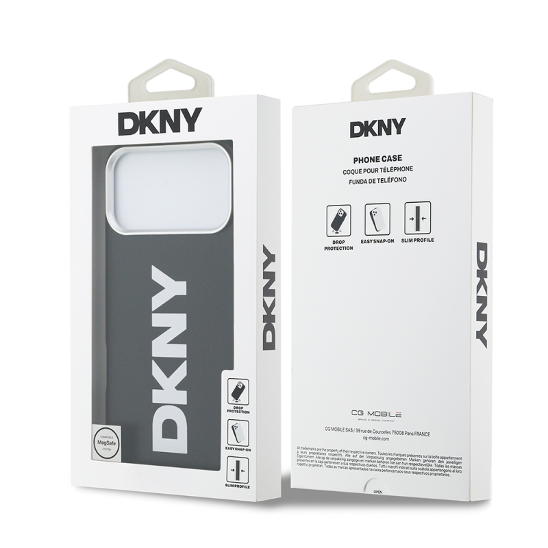 Apple iPhone 17 Pro Max Case DKNY Original Licensed M-safe Charging Feature PU Large Vertical Logo Cover - 11