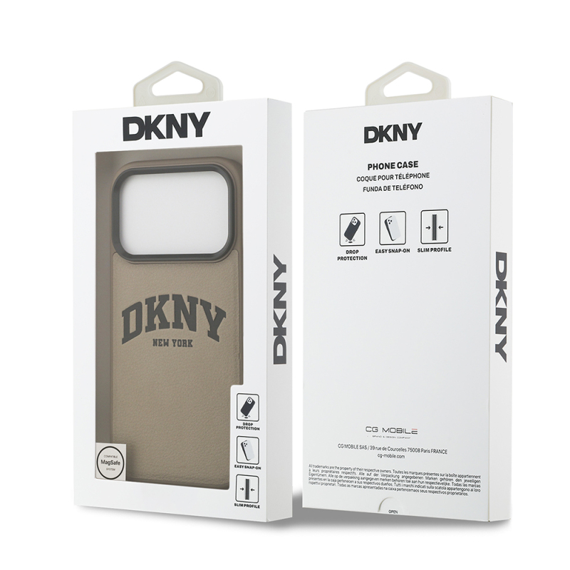 Apple iPhone 17 Pro Max Case DKNY Original Licensed M-safe Charging Feature PU Leather Embossed Cover - 17