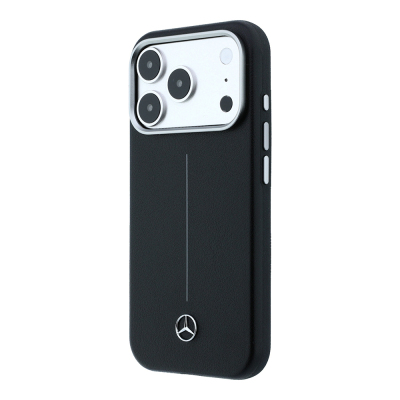 Apple iPhone 17 Pro Max Case – Genuine Licensed Mercedes-Benz – Striped Leather Cover with Metal Star Logo and MagSafe Charging Support - 2