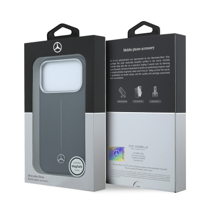 Apple iPhone 17 Pro Max Case – Genuine Licensed Mercedes-Benz – Striped Leather Cover with Metal Star Logo and MagSafe Charging Support - 8