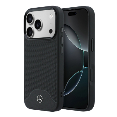 Apple iPhone 17 Pro Max Case – Genuine Mercedes-Benz Licensed – M-Safe Charging Compatible – 3D Metal Logo – Wood & Leather Texture Cover - 1
