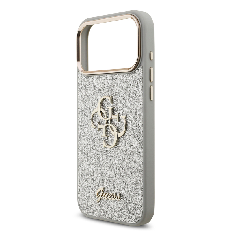 Apple iPhone 17 Pro Max Case Guess Original Licensed 4G Large Metal Camera Frame and Logo Glitter Cover - 17