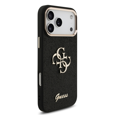 Apple iPhone 17 Pro Max Case Guess Original Licensed 4G Large Metal Camera Frame and Logo Glitter Cover - 29