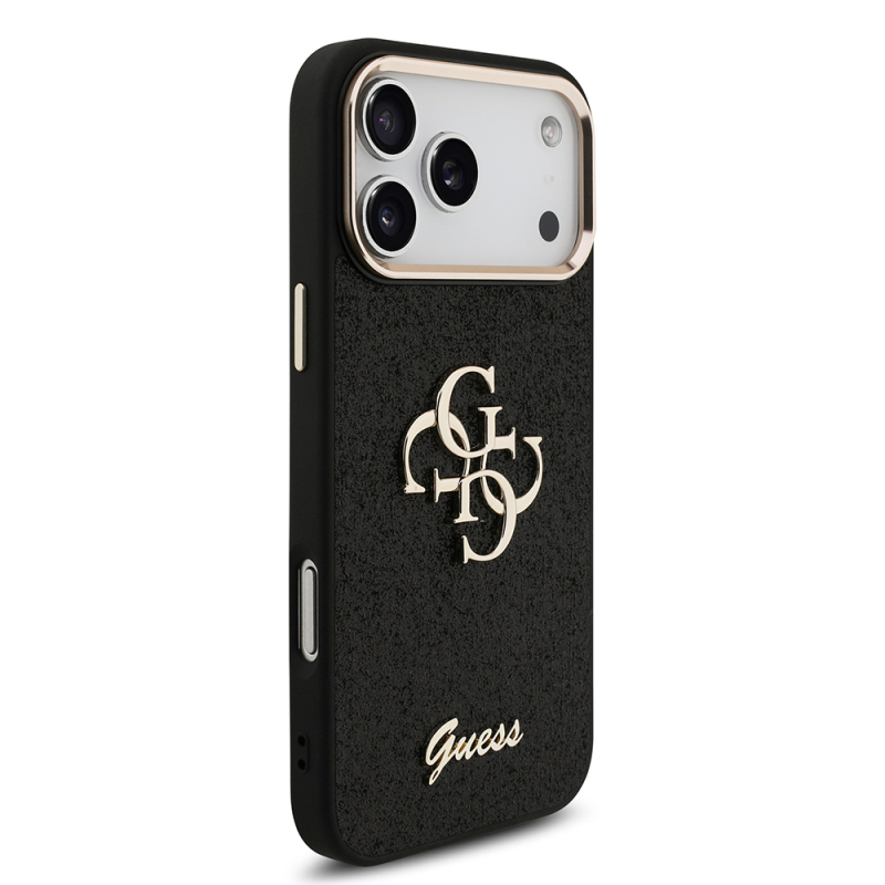 Apple iPhone 17 Pro Max Case Guess Original Licensed 4G Large Metal Camera Frame and Logo Glitter Cover - 29