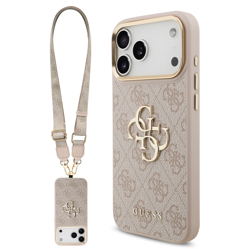 Apple iPhone 17 Pro Max Case Guess Original Licensed 4G Large Metal Logo Thick Strap Cover - 1