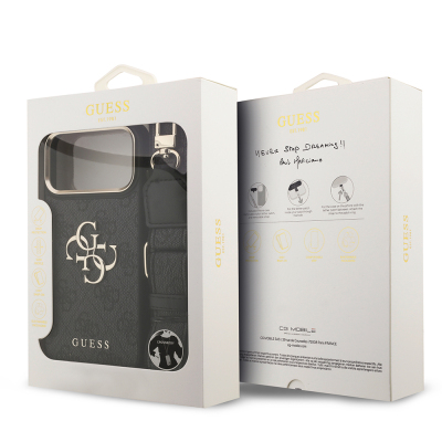 Apple iPhone 17 Pro Max Case Guess Original Licensed 4G Large Metal Logo Thick Strap Cover - 19