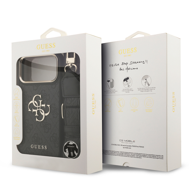 Apple iPhone 17 Pro Max Case Guess Original Licensed 4G Large Metal Logo Thick Strap Cover - 19