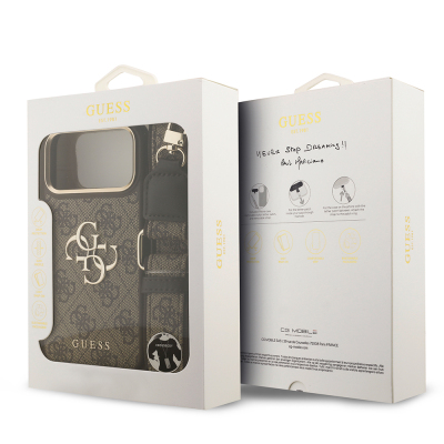 Apple iPhone 17 Pro Max Case Guess Original Licensed 4G Large Metal Logo Thick Strap Cover - 28