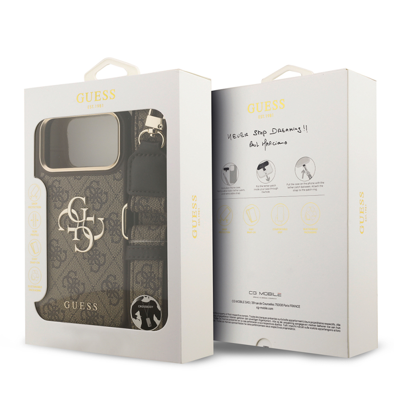 Apple iPhone 17 Pro Max Case Guess Original Licensed 4G Large Metal Logo Thick Strap Cover - 28