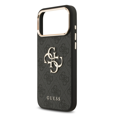 Apple iPhone 17 Pro Max Case Guess Original Licensed Gold Metal Camera Frame 4G Patterned Metal Big 4G and Text Logo Cover - 8