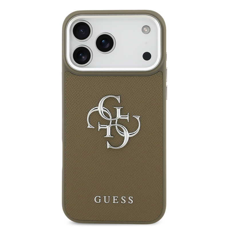 Apple iPhone 17 Pro Max Case Guess Original Licensed Grained 4G Metal Large Logo Cover - 4