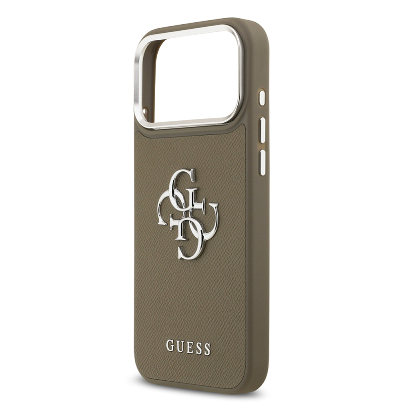 Apple iPhone 17 Pro Max Case Guess Original Licensed Grained 4G Metal Large Logo Cover - 7