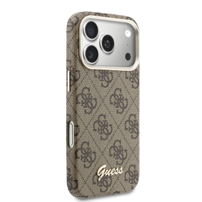 Apple iPhone 17 Pro Max Case Guess Original Licensed M-safe Charging Enabled Script Text Logo 4G Patterned Cover - 20
