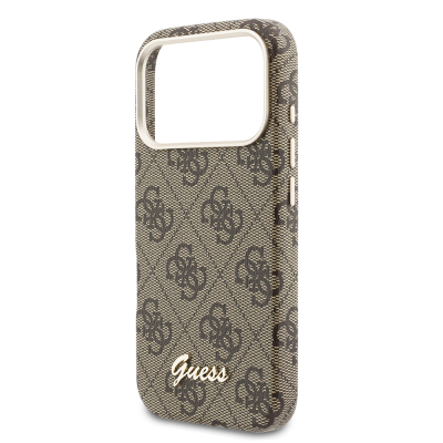 Apple iPhone 17 Pro Max Case Guess Original Licensed M-safe Charging Enabled Script Text Logo 4G Patterned Cover - 22