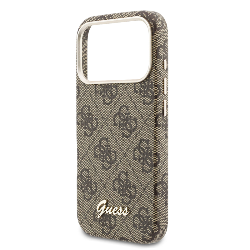 Apple iPhone 17 Pro Max Case Guess Original Licensed M-safe Charging Enabled Script Text Logo 4G Patterned Cover - 22