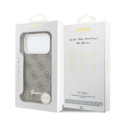 Apple iPhone 17 Pro Max Case Guess Original Licensed M-safe Charging Enabled Script Text Logo 4G Patterned Cover - 24