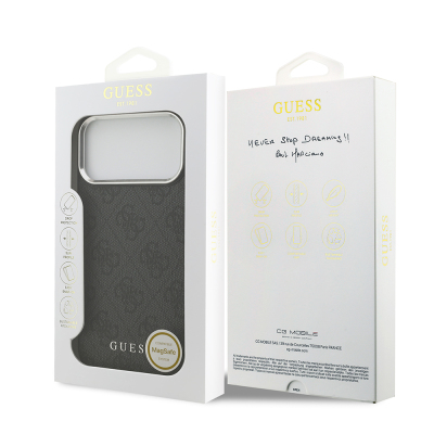 Apple iPhone 17 Pro Max Case Guess Original Licensed M-safe Charging Feature 4G Classic Text Logo Cover - 17