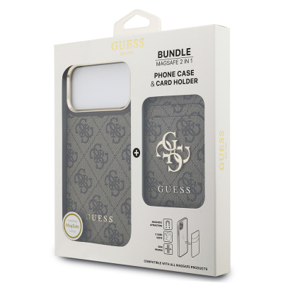 Apple iPhone 17 Pro Max Case Guess Original Licensed M-safe Charging Feature 4G Metal Large Logo Card Holder Cover - 22