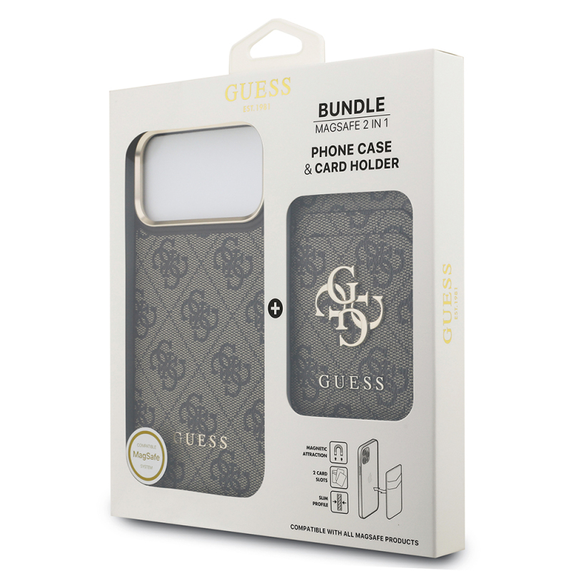 Apple iPhone 17 Pro Max Case Guess Original Licensed M-safe Charging Feature 4G Metal Large Logo Card Holder Cover - 22