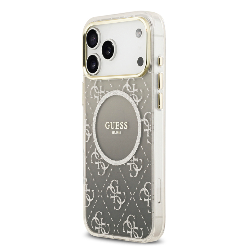Apple iPhone 17 Pro Max Case Guess Original Licensed M-safe Charging Feature 4G Patterned Glitter Silicone Cover - 5